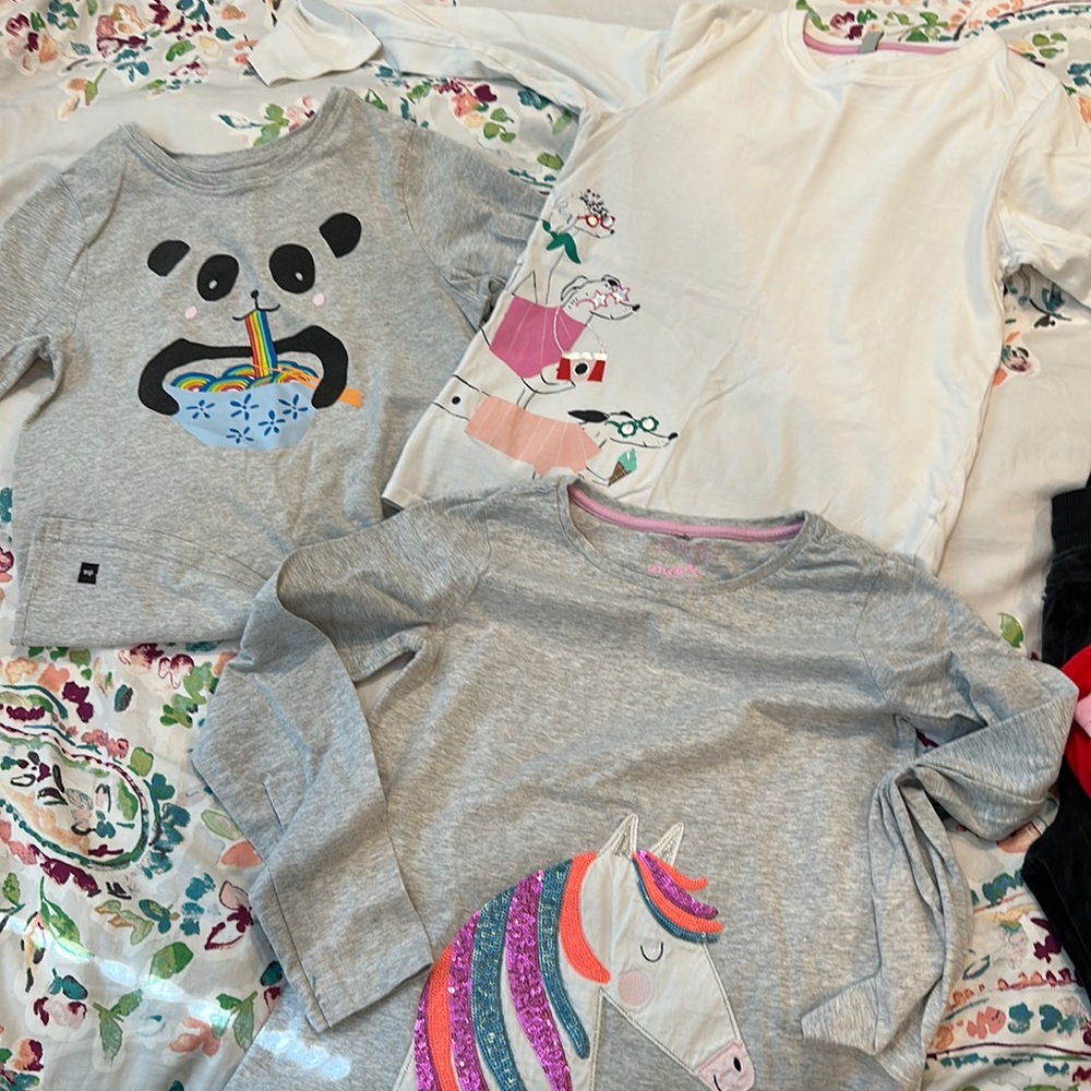 Lot Of 4 Long Sleeve Girl’s T-shirts Tea Joules Size 11-12 and 12 Cute Prints